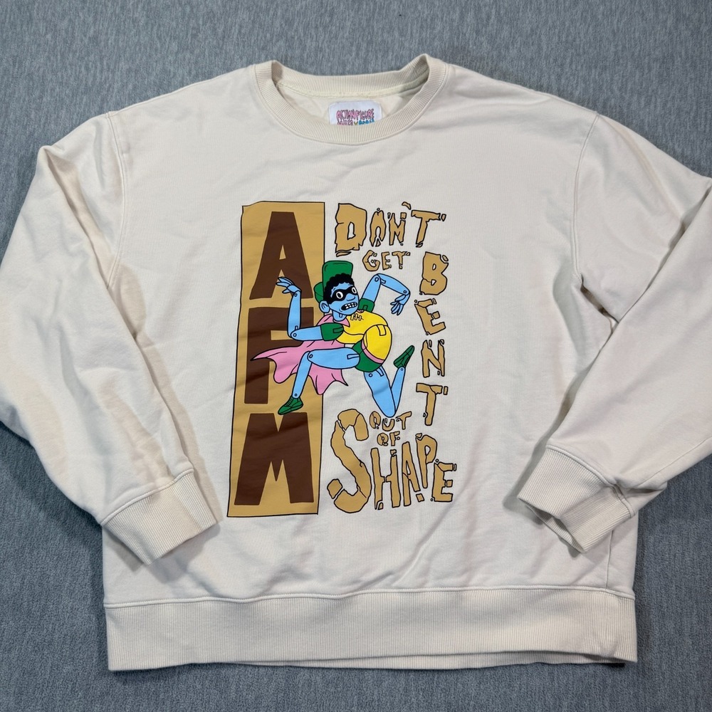 Action Figure Miles X Sean Wotherspoon Sweatshirt Women L Cream Crewneck Cartoon